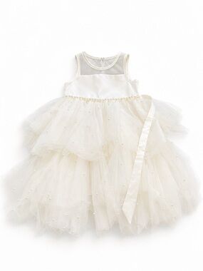 American Princess Satin Party Dress in Ivory White